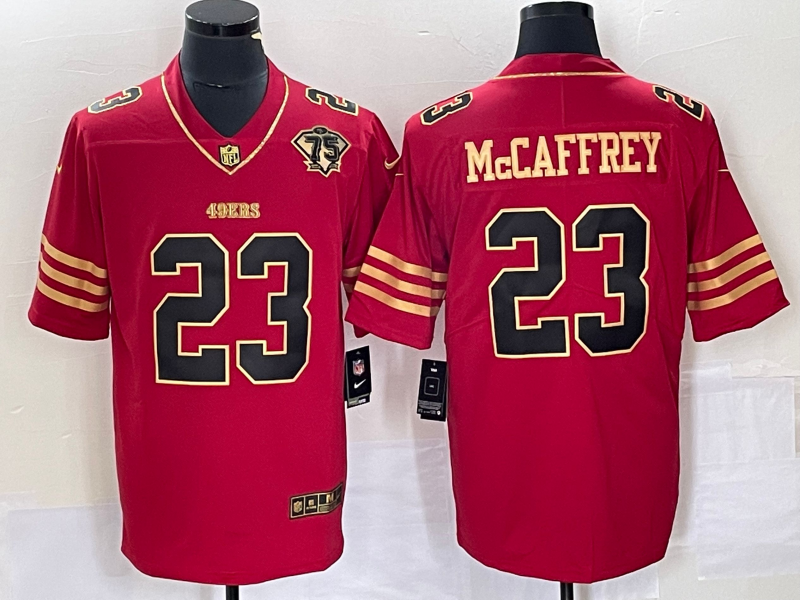 Men's San Francisco 49ers Christian McCaffrey #23 Red 75th Anniversary Jersey